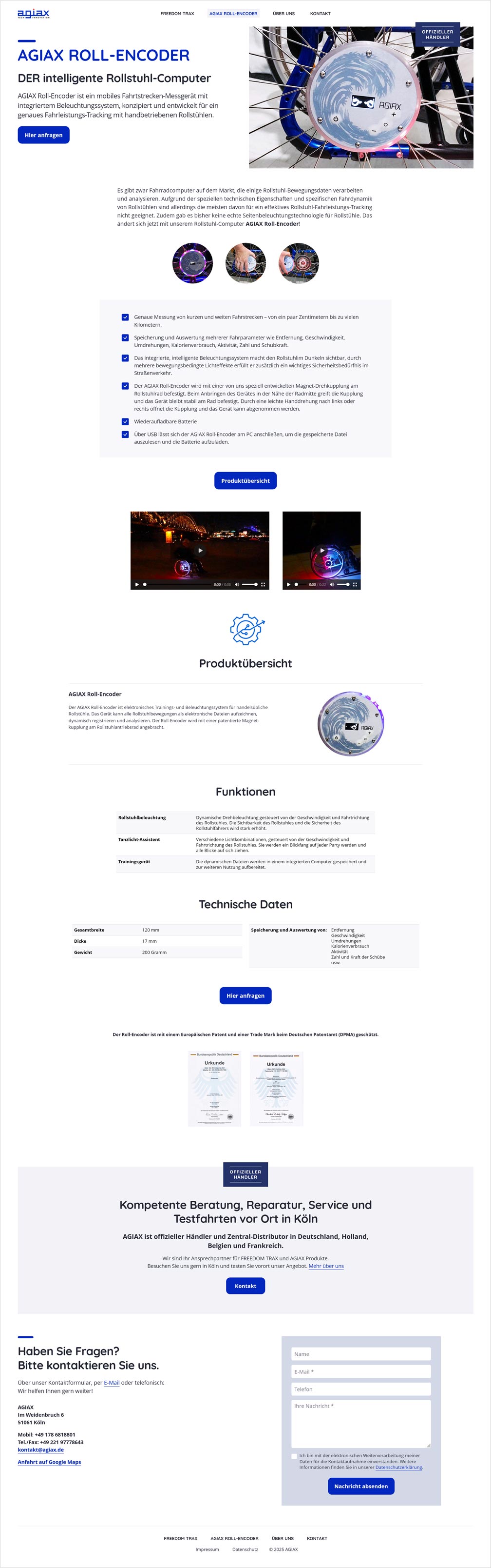 Screenshot vom Webdesign der Firma AGIAX aus Köln