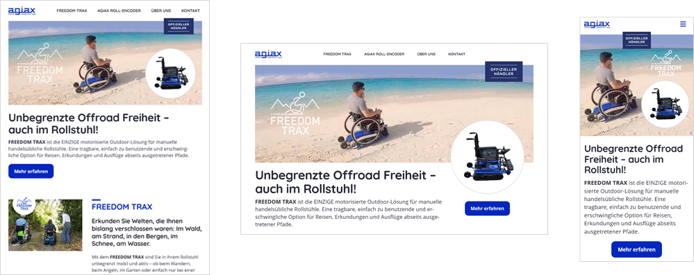 Screenshots des responsiven Webdesigns
