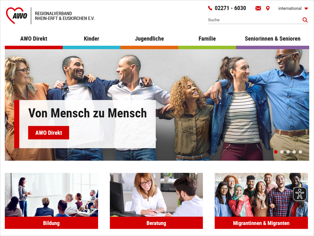 Screenshot des responsiven UI/UX-Designs der Portal-Website