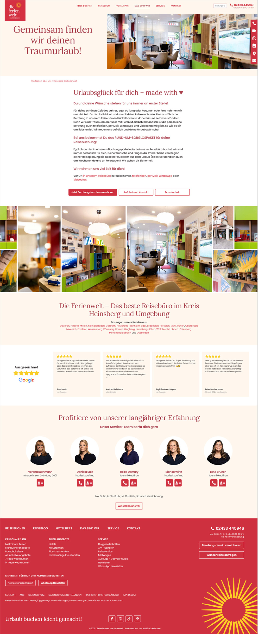 Webdesign für die Reisebüro-Website