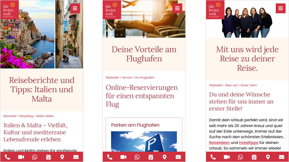 Responsives Webdesign der Reisportal-Website