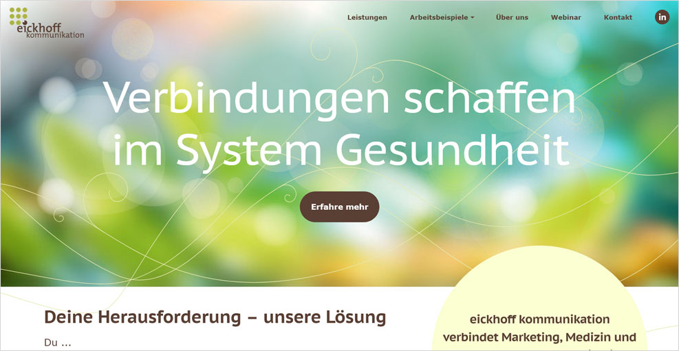 Webdesign der Startseite